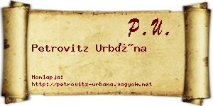 Petrovitz Urbána névjegykártya
